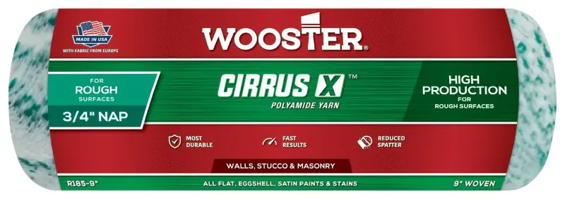 Wooster R185-9 Roller Cover, 3/4 in Thick Nap, Polyamide Fabric Cover, Green Don't Miss Out